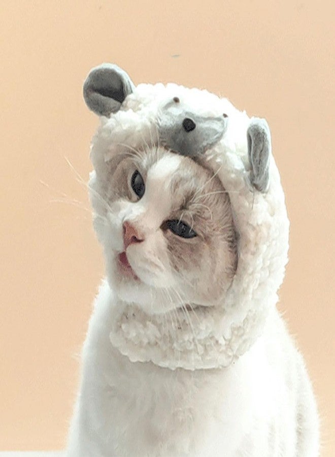 Amosfun Lamb Style Pet Hat Breathable Plush Sheep Headwear for Small Dogs and Cats Party Costume Photo Props - Image 3